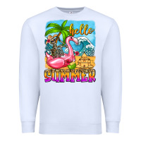 White hello summer skeleton Premium Sweatshirt - Zillion Design Studio