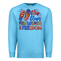 Ocean Blue flip flops fireworks and freedom Premium Sweatshirt - Zillion Design Studio
