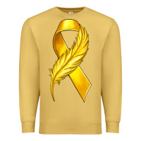 Antique Gold Childhood Cancer Ribbon with Feather Premium Sweatshirt - texasbilliewilder