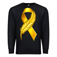 Black Childhood Cancer Ribbon with Feather Premium Sweatshirt - texasbilliewilder