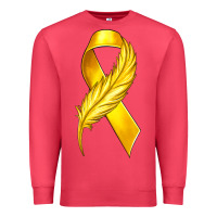 Cardinal Childhood Cancer Ribbon with Feather Premium Sweatshirt - texasbilliewilder