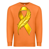 Carrot Childhood Cancer Ribbon with Feather Premium Sweatshirt - texasbilliewilder