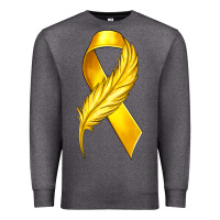 Charcoal Heather Childhood Cancer Ribbon with Feather Premium Sweatshirt - texasbilliewilder