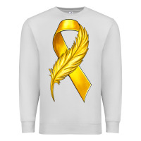 Dove Grey Childhood Cancer Ribbon with Feather Premium Sweatshirt - texasbilliewilder