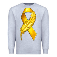 Heather Grey Childhood Cancer Ribbon with Feather Premium Sweatshirt - texasbilliewilder