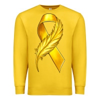 Lemon Childhood Cancer Ribbon with Feather Premium Sweatshirt - texasbilliewilder
