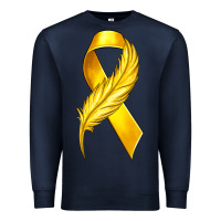 Navy Childhood Cancer Ribbon with Feather Premium Sweatshirt - texasbilliewilder