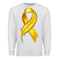 Oatmeal Heather Childhood Cancer Ribbon with Feather Premium Sweatshirt - texasbilliewilder