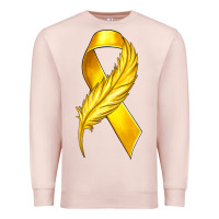 Pale Pink Childhood Cancer Ribbon with Feather Premium Sweatshirt - texasbilliewilder
