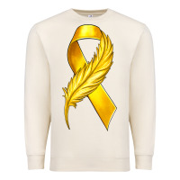Sandshell Childhood Cancer Ribbon with Feather Premium Sweatshirt - texasbilliewilder
