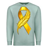 Seafoam Childhood Cancer Ribbon with Feather Premium Sweatshirt - texasbilliewilder