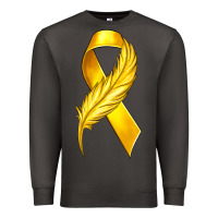 Smoke Childhood Cancer Ribbon with Feather Premium Sweatshirt - texasbilliewilder