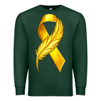 Sports Green Childhood Cancer Ribbon with Feather Premium Sweatshirt - texasbilliewilder