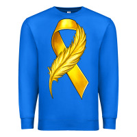 True Royal Childhood Cancer Ribbon with Feather Premium Sweatshirt - texasbilliewilder