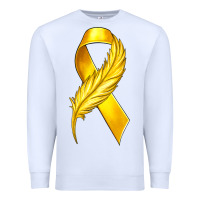 Childhood Cancer Ribbon With Feather Premium Sweatshirt | Teevron