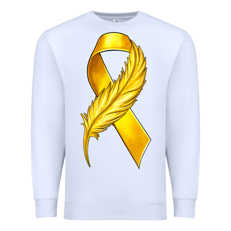 Childhood Cancer Ribbon With Feather Premium Sweatshirt by texasbilliewilder | Teevron