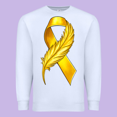 Childhood Cancer Ribbon With Feather Premium Sweatshirt Designed By Texasbilliewilder