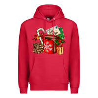 Cardinal Christmas hot chocolate cup with gift and letters Premium Hoodie - AdoDesignShop