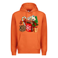 Carrot Christmas hot chocolate cup with gift and letters Premium Hoodie - AdoDesignShop