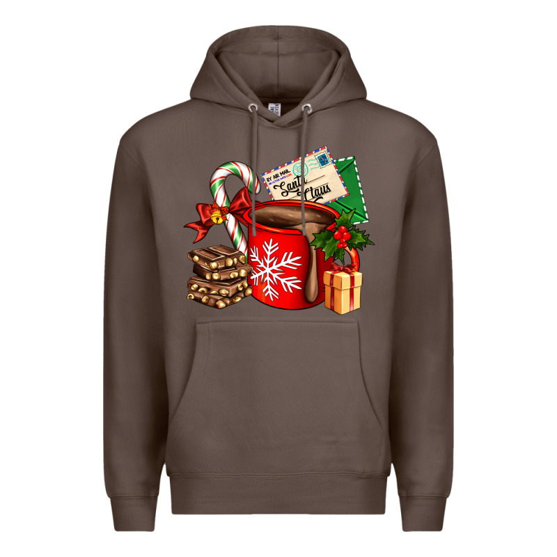 Christmas Hot Chocolate Cup With Gift And Letters Premium Hoodie by AdoDesignShop | Teevron