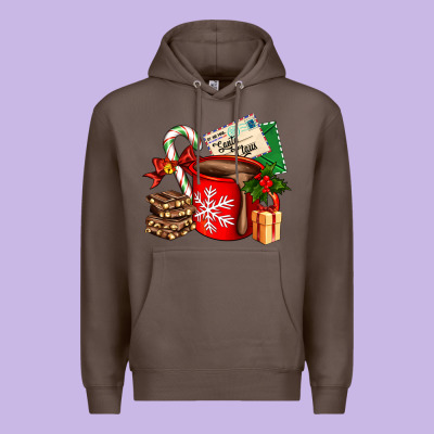 Christmas Hot Chocolate Cup With Gift And Letters Premium Hoodie Designed By Adodesignshop