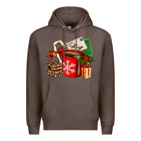 Coffee Christmas hot chocolate cup with gift and letters Premium Hoodie - AdoDesignShop