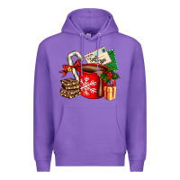 Purple Christmas hot chocolate cup with gift and letters Premium Hoodie - AdoDesignShop