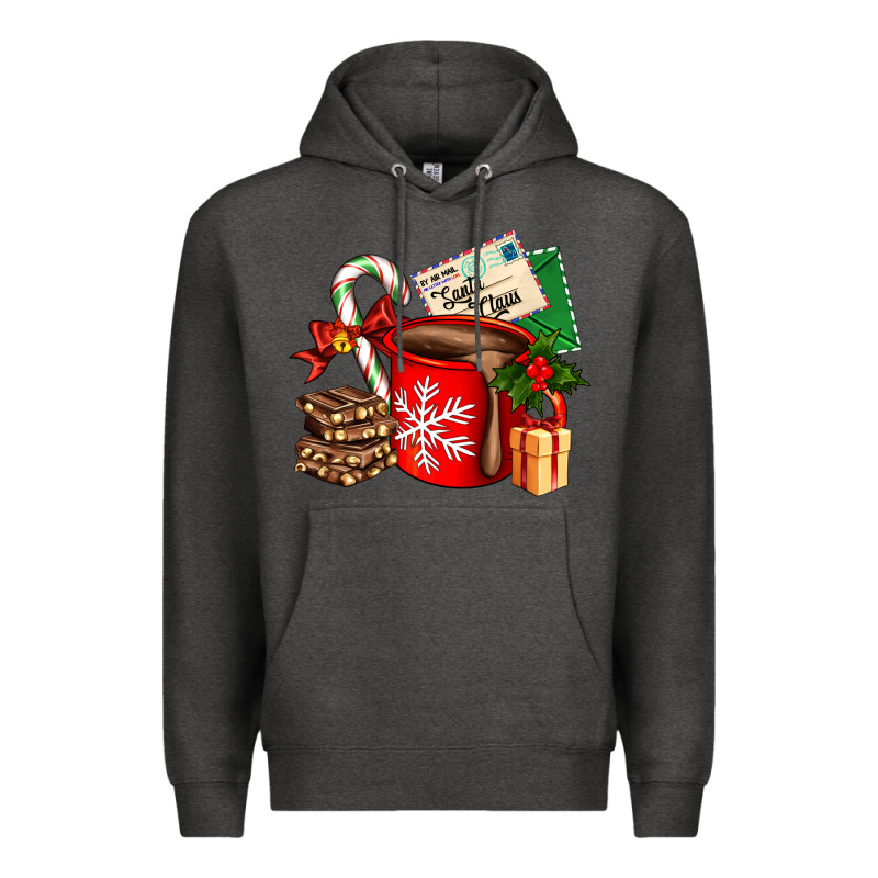Christmas Hot Chocolate Cup With Gift And Letters Premium Hoodie by AdoDesignShop | Teevron
