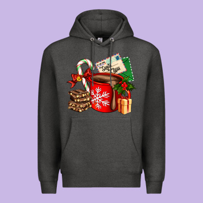 Christmas Hot Chocolate Cup With Gift And Letters Premium Hoodie Designed By Adodesignshop