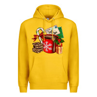 Lemon Christmas hot chocolate cup with gift and letters Premium Hoodie - AdoDesignShop