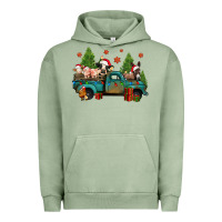Pigment Oil Green christmas farm animals truck Urban Hoodie - Jasminsmagicworld