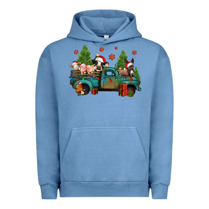 Christmas Farm Animals Truck Urban Hoodie by Jasminsmagicworld | Teevron