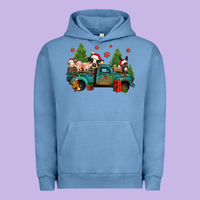 Christmas Farm Animals Truck Urban Hoodie Designed By Jasminsmagicworld