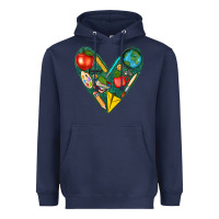 Navy teacher  heart Heavyweight Hoodie - texasbilliewilder