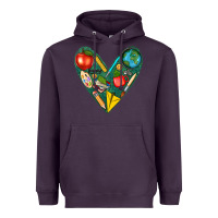 Plum teacher  heart Heavyweight Hoodie - texasbilliewilder