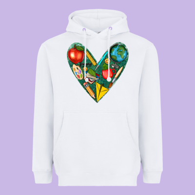 Teacher  Heart Heavyweight Hoodie Designed By Texasbilliewilder
