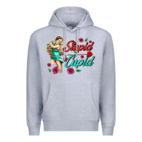 Heather Grey stupid cupid Premium Hoodie - AdoDesignShop