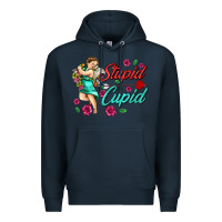 Navy stupid cupid Premium Hoodie - AdoDesignShop