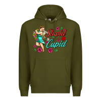 Army Green stupid cupid Premium Hoodie - AdoDesignShop