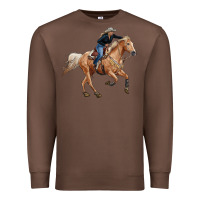 Chestnut horse body with cowgirl Premium Sweatshirt - RanaPortraitStore