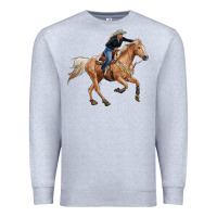 Heather Grey horse body with cowgirl Premium Sweatshirt - RanaPortraitStore