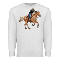 Oatmeal Heather horse body with cowgirl Premium Sweatshirt - RanaPortraitStore