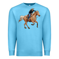 Ocean Blue horse body with cowgirl Premium Sweatshirt - RanaPortraitStore