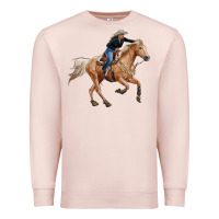Pale Pink horse body with cowgirl Premium Sweatshirt - RanaPortraitStore