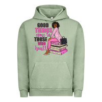 Pigment Oil Green good things come to those who hustle Urban Hoodie - NancyCooperArtShop