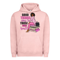 Pigment Salmon good things come to those who hustle Urban Hoodie - NancyCooperArtShop