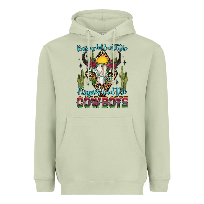 Raising Hell With The Hippies And The Cowboys Heavyweight Hoodie by Zillion Design Studio | Teevron