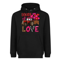 Black valentine's day loads of love tractor with pin heart balloons Heavyweight Hoodie - RanaPortraitStore