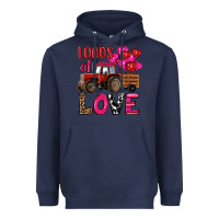 Navy valentine's day loads of love tractor with pin heart balloons Heavyweight Hoodie - RanaPortraitStore