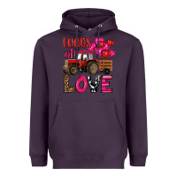 Plum valentine's day loads of love tractor with pin heart balloons Heavyweight Hoodie - RanaPortraitStore